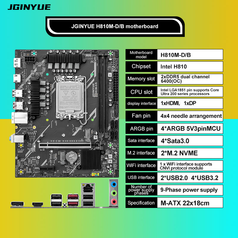 Lga1851 Gaming Motherboard - اللوحة الأم H810 Intel LGA1851 DDR5