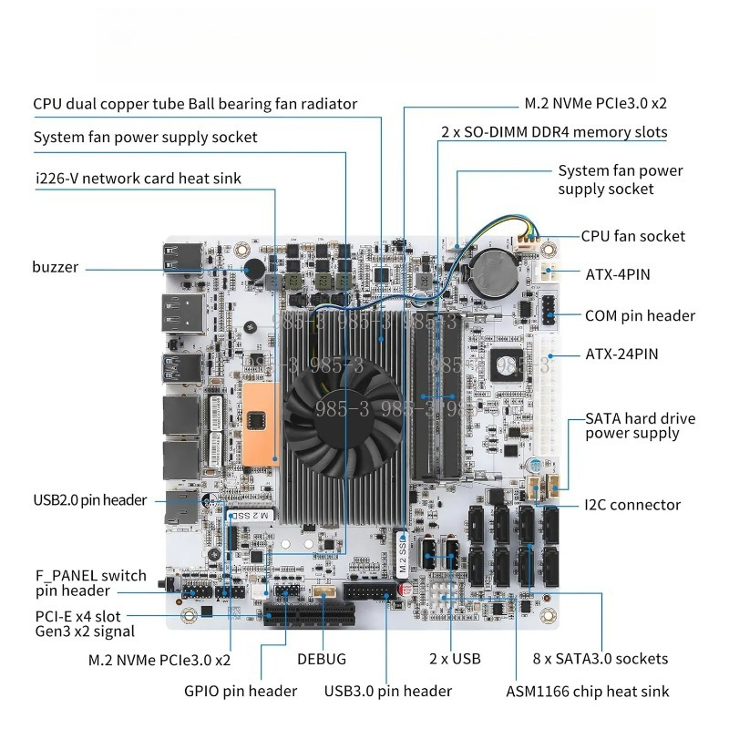 لوحة أم بيضاء صغيرة الحجم M11  - مراجعة Mini Itx Dual 2.5G Nas Motherboard وسعره