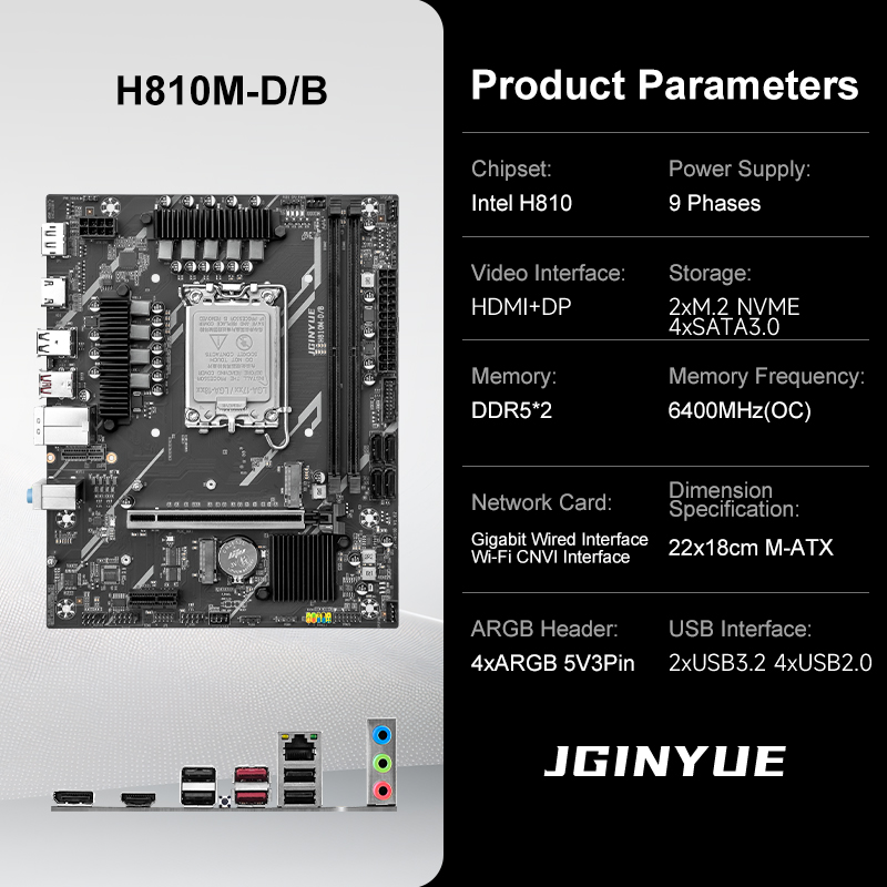 لوحة أم JGINYUE H810M-D/B M-AT - مراجعة Lga1851 Gaming Motherboard وسعره